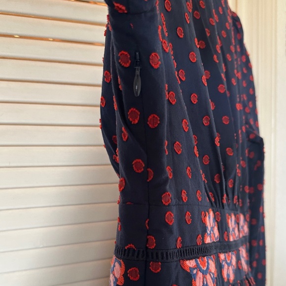 BODEN FLOSSIE EMBROIDERED MIDI DRESS - NAVY RED SPOT PINK - Picture 2 of 8